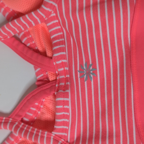 Athleta Coral Sizzle Stripe Fulfillment Tank Built in Shelf Bra Small - Picture 3 of 7